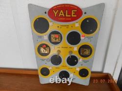 Vintage YALE LOCK Wooden Sign Store Display Advertising Rare Cabinet Lock & Keys