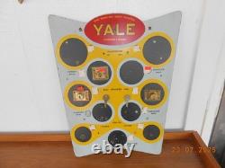 Vintage YALE LOCK Wooden Sign Store Display Advertising Rare Cabinet Lock & Keys