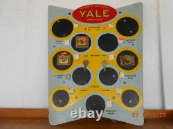 Vintage YALE LOCK Wooden Sign Store Display Advertising Rare Cabinet Lock & Keys