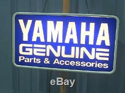 Vintage YAMAHA Motorcycle Dealer Light Up Sign GENUINE PARTS & ACCESSORIES Works