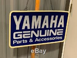 Vintage YAMAHA Motorcycle Dealer Light Up Sign GENUINE PARTS & ACCESSORIES Works