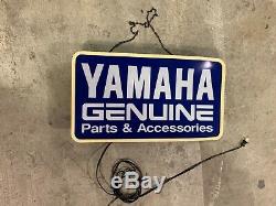 Vintage YAMAHA Motorcycle Dealer Light Up Sign GENUINE PARTS & ACCESSORIES Works