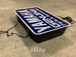 Vintage YAMAHA Motorcycle Dealer Light Up Sign GENUINE PARTS & ACCESSORIES Works