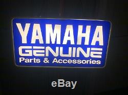 Vintage YAMAHA Motorcycle Dealer Light Up Sign GENUINE PARTS & ACCESSORIES Works