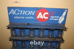 Vintage c. 1960 AC Hot Tip Spark Plugs Chevrolet 24 Metal Store Display Sign