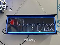 Vintage champion neon USA light up store front sign display 90s still works