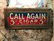 Vintage embossed tin 5 cent cigar store sign Framed 5 cent tin cigar sign 32