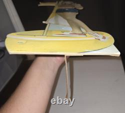 Vtg 1970s Kodak Camera Countertop Boat Girl Advertising Sign Cardboard 21