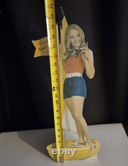 Vtg 1970s Kodak Camera Countertop Boat Girl Advertising Sign Cardboard 21