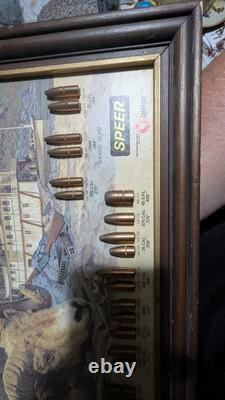 Vtg 1977 Speer Ammunition Store Display Bullet Chart Hell's Canyon Ram Riverboat
