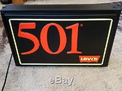 Vtg 1985 501 Levi's Jeans Lighted Hanging Store Display Electric Sign 2 Sided
