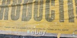 Vtg 50s Cotton LARGE 9+ FOOT Post WW2 1953 STORE DISPLAY SIGN Banner Advertising