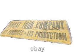 Vtg 50s Cotton LARGE 9+ FOOT Post WW2 1953 STORE DISPLAY SIGN Banner Advertising