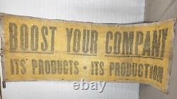 Vtg 50s Cotton LARGE 9+ FOOT Post WW2 1953 STORE DISPLAY SIGN Banner Advertising