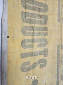 Vtg 50s Cotton LARGE 9+ FOOT Post WW2 1953 STORE DISPLAY SIGN Banner Advertising