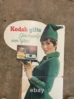 Vtg 60s 70s 60 Kodak Store Display Girl Xmas Elf Stand Up Advertising Sign #21