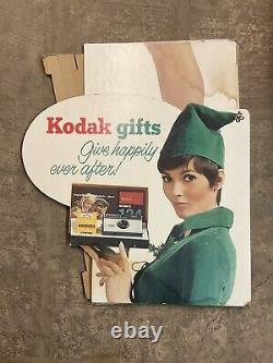 Vtg 60s 70s 60 Kodak Store Display Girl Xmas Elf Stand Up Advertising Sign #21