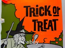 Vtg 70s 80s Halloween Store Display Sign Candy Costumes Masks WITCH