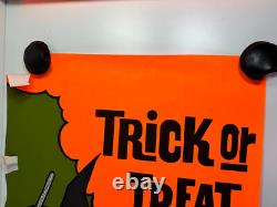 Vtg 70s 80s Halloween Store Display Sign Candy Costumes Masks WITCH