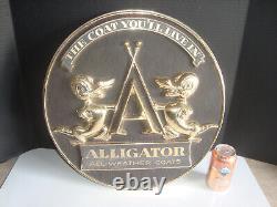 Vtg ALLIGATOR ALL WEATHER COAT STORE DISPLAY SIGN MENS & WOMENS WEAR Advertising