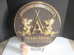 Vtg ALLIGATOR ALL WEATHER COAT STORE DISPLAY SIGN MENS & WOMENS WEAR Advertising