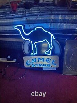 Vtg Camel Cigarette Neo Neon Light up Sign Deep Blue Lighted Camel Bar Pub Sign