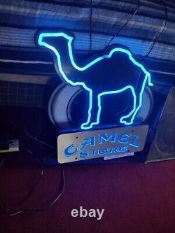 Vtg Camel Cigarette Neo Neon Light up Sign Deep Blue Lighted Camel Bar Pub Sign