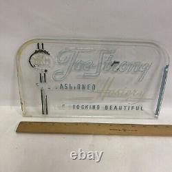 Vtg Etched Glass Panel Joe Strong Hosiery Countertop Advertising Display Sign