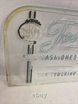 Vtg Etched Glass Panel Joe Strong Hosiery Countertop Advertising Display Sign