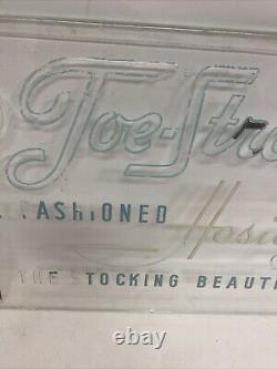 Vtg Etched Glass Panel Joe Strong Hosiery Countertop Advertising Display Sign