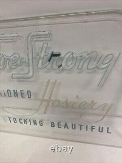 Vtg Etched Glass Panel Joe Strong Hosiery Countertop Advertising Display Sign