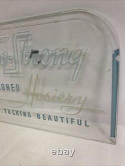 Vtg Etched Glass Panel Joe Strong Hosiery Countertop Advertising Display Sign