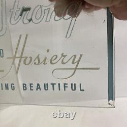 Vtg Etched Glass Panel Joe Strong Hosiery Countertop Advertising Display Sign