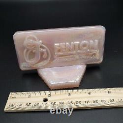 Vtg Fenton Glass Iridescent Pink Luster Dealer Store Display Sign Carnival Logo