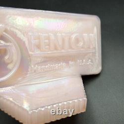 Vtg Fenton Glass Iridescent Pink Luster Dealer Store Display Sign Carnival Logo