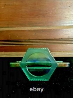 Vtg Fenton Green Carnival Art Glass Logo Dealer Store Display Opalescent USA