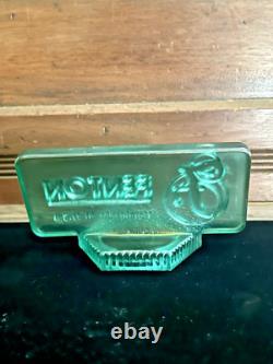 Vtg Fenton Green Carnival Art Glass Logo Dealer Store Display Opalescent USA