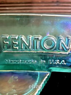 Vtg Fenton Green Carnival Art Glass Logo Dealer Store Display Opalescent USA