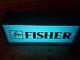 Vtg Fisher Electronics Single Sided Lighted Light Industrial Store Sign Box AMD