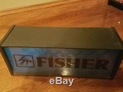 Vtg Fisher Electronics Single Sided Lighted Light Industrial Store Sign Box AMD