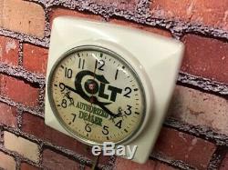 Vtg Ge Colt Gun Shop Dealer Old Hunter Advertising Store Display Wall Clock Sign