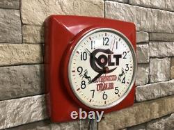 Vtg Ge Old Colt Rifle Gun Shop Dealer Advertising Display Wall Clock Sign Parts