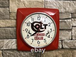 Vtg Ge Old Colt Rifle Gun Shop Dealer Advertising Display Wall Clock Sign Parts