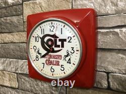 Vtg Ge Old Colt Rifle Gun Shop Dealer Advertising Display Wall Clock Sign Parts