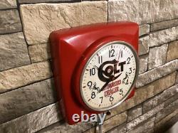 Vtg Ge Old Colt Rifle Gun Shop Dealer Advertising Display Wall Clock Sign Parts