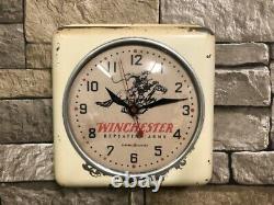 Vtg Ge Winchester Repeating Arms Old Gun Shop Dealer Advertising Wall Clock Sign