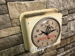 Vtg Ge Winchester Repeating Arms Old Gun Shop Dealer Advertising Wall Clock Sign