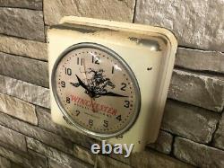 Vtg Ge Winchester Repeating Arms Old Gun Shop Dealer Advertising Wall Clock Sign