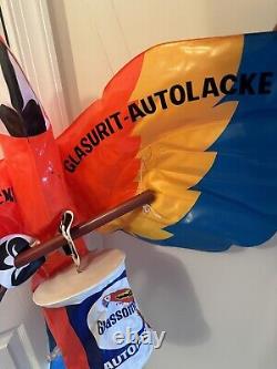 Vtg Glassomax Parrot Automotive Advertising Blow Up 36 In Store Display Sign Can