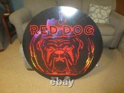 Vtg Halloween Red Dog Beer Store Display Cardboard 2-Sided Round Sign BIG 36